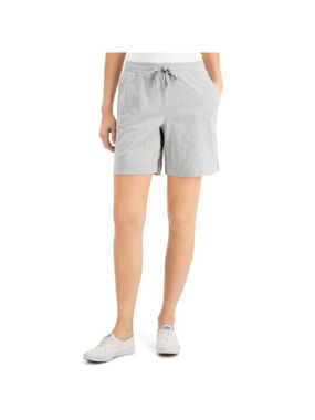 Karen Scott Pull-On Stretchy Elastic Waist Knit Casual Grey Shorts NWT